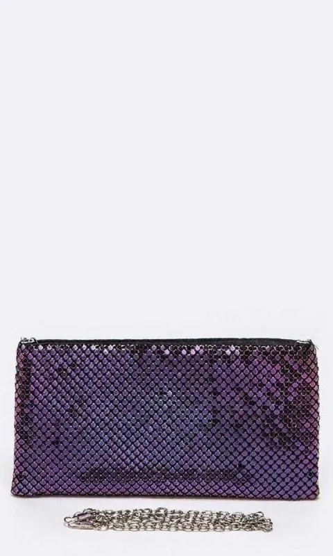 Metallic Clutch with Shoulder Chain sold by PromGirl
