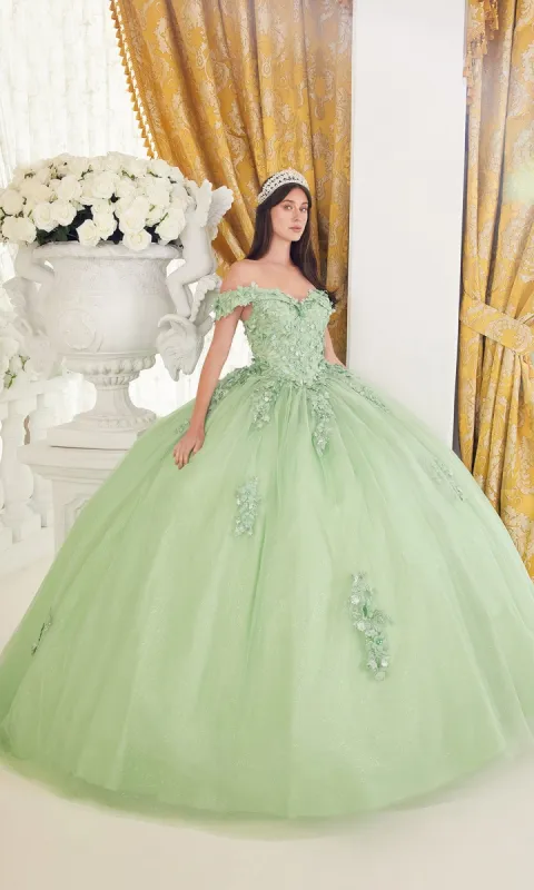 Ladivine 15710 Off-Shoulder Green Quinceañera Dress sold by PromGirl