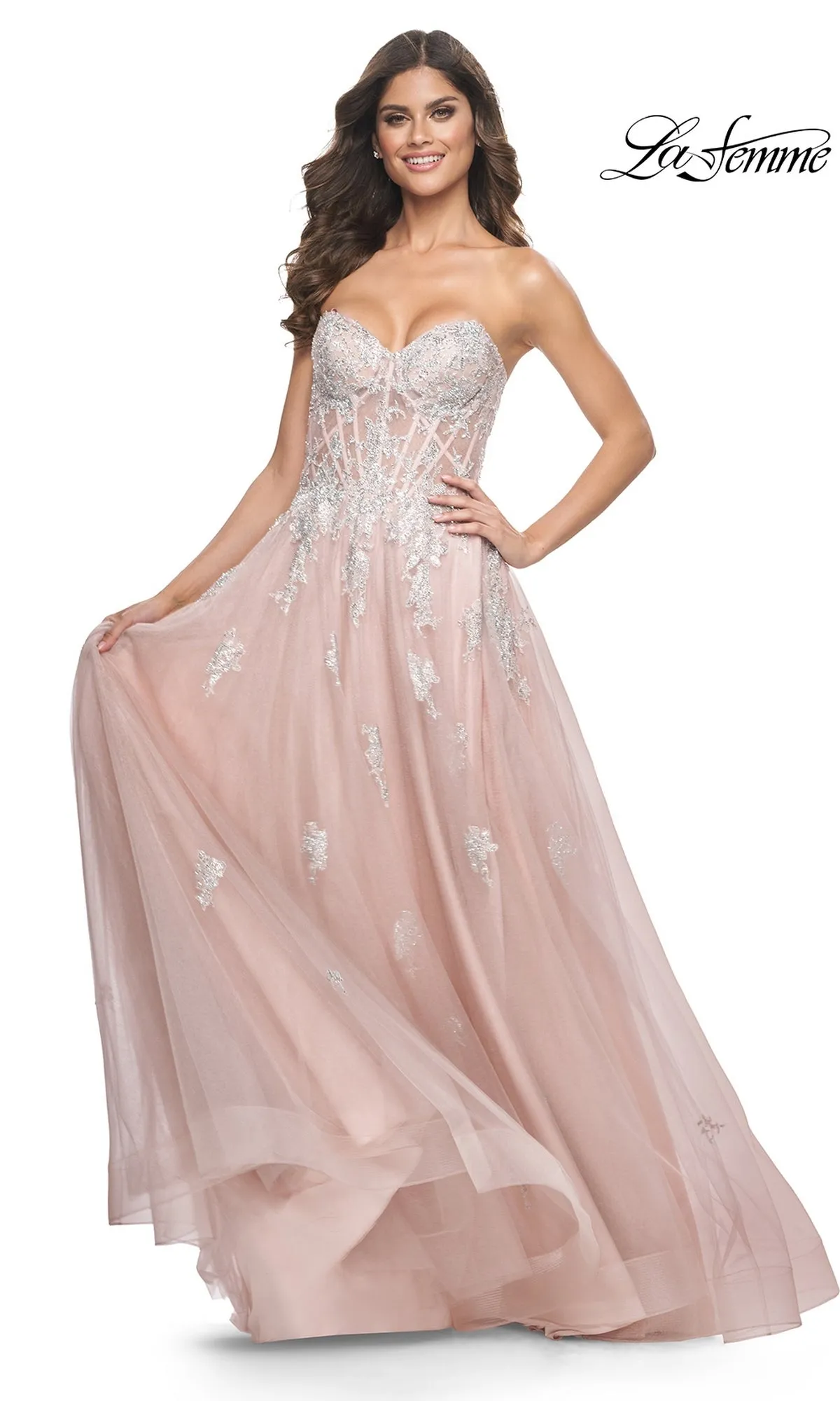 La Femme Strapless Long A-Line Prom Dress 32111 sold by PromGirl