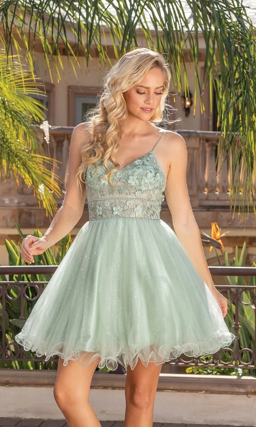 Glitter-Tulle Short A-Line Homecoming Dress 3336 sold by PromGirl product image thumbnail 3