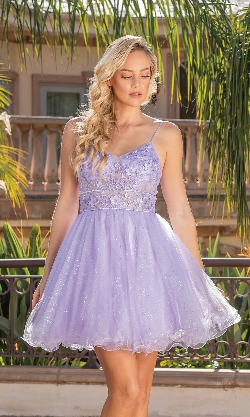 Glitter-Tulle Short A-Line Homecoming Dress 3336 sold by PromGirl