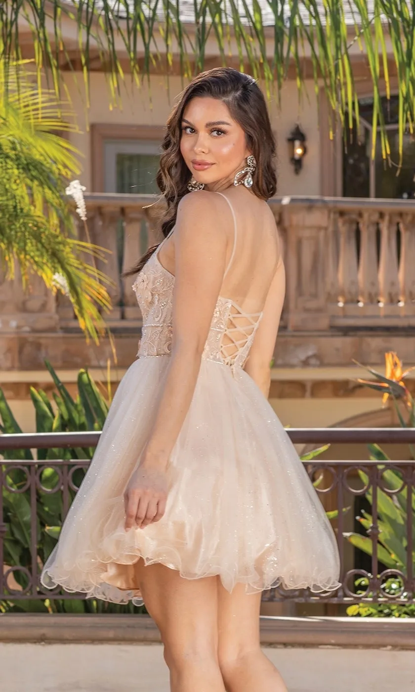 Glitter-Tulle Short A-Line Homecoming Dress 3336 sold by PromGirl product image thumbnail 5