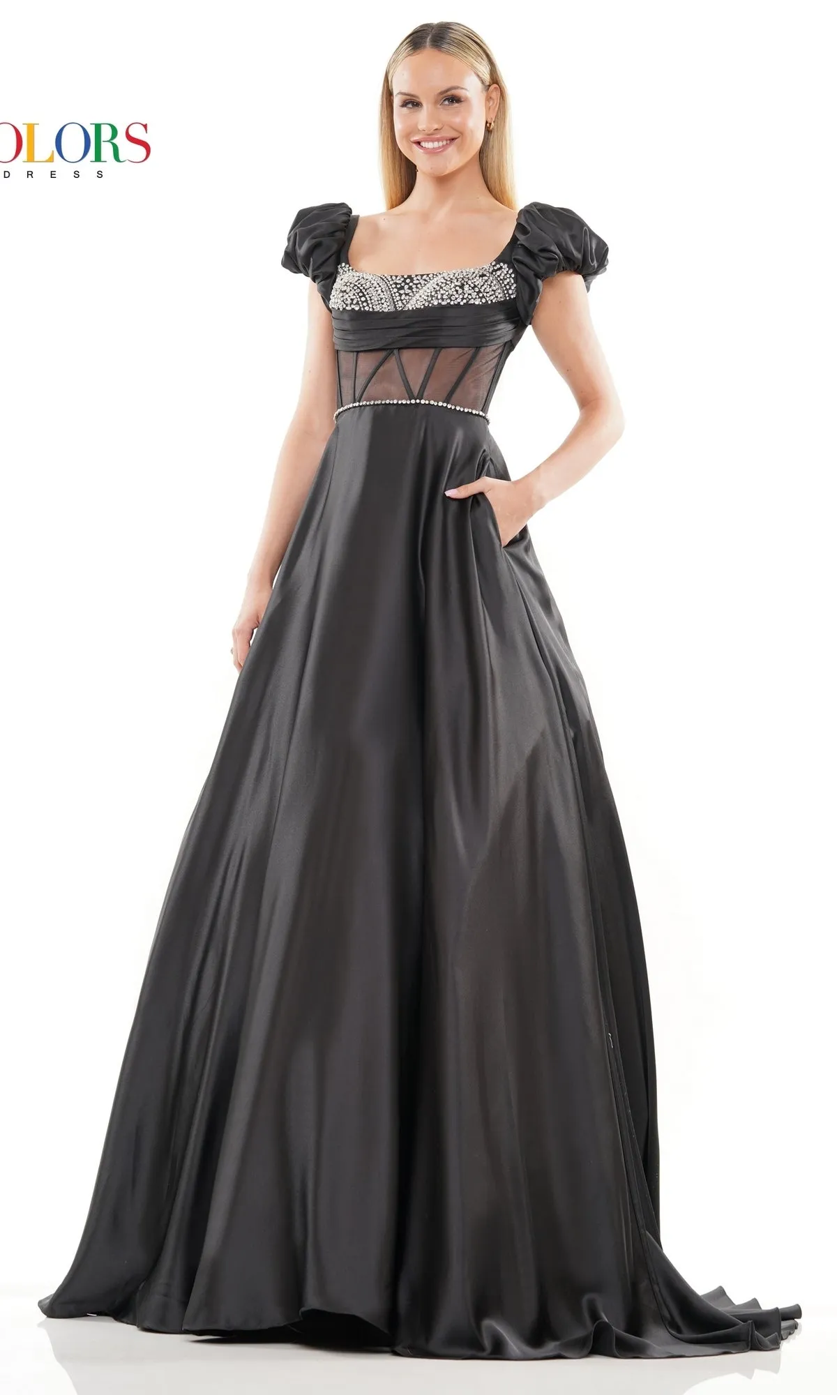 Colors Dress Puff-Sleeve Formal Ball Gown 3249 sold by PromGirl