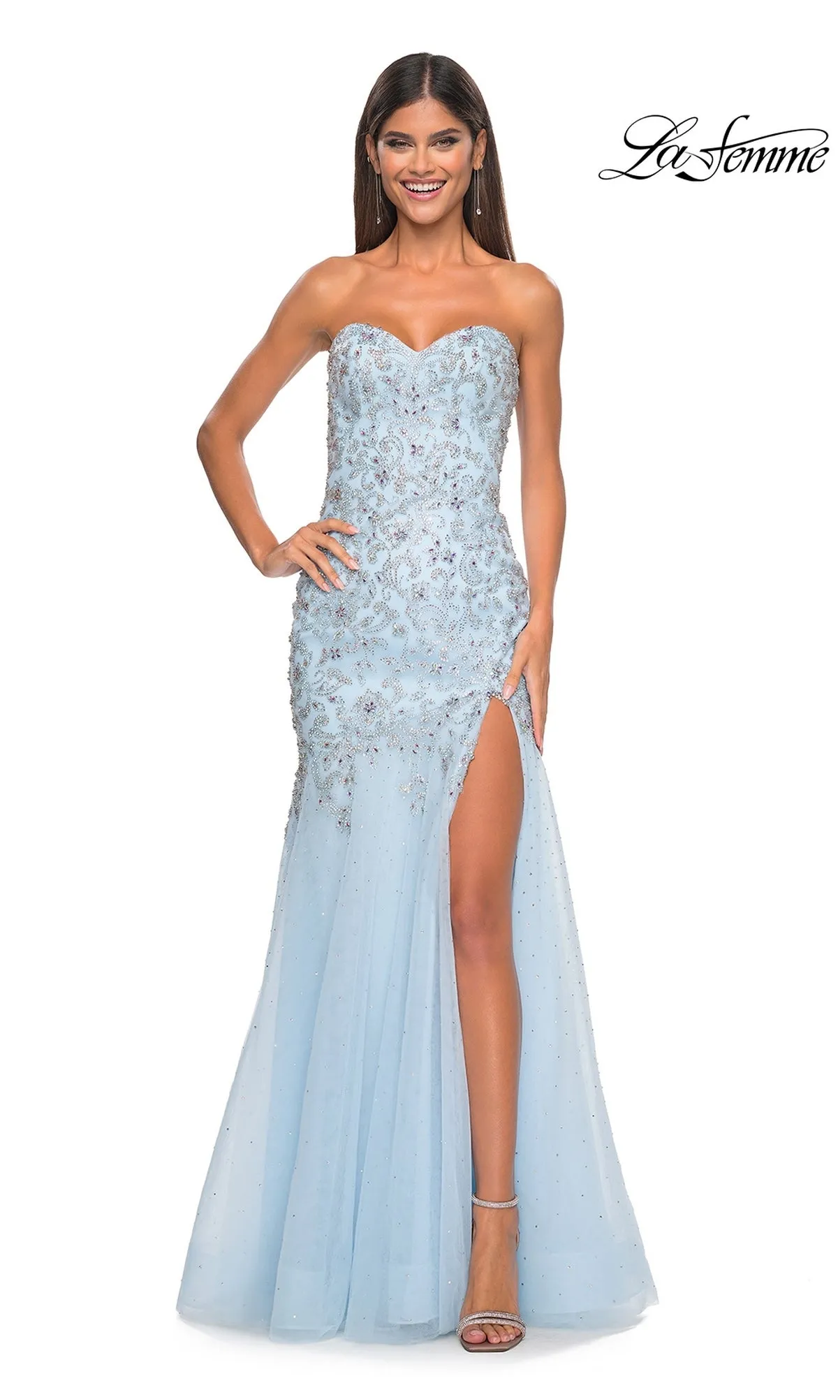 La Femme Strapless Long Beaded Prom Dress 32197 sold by PromGirl product image thumbnail 3