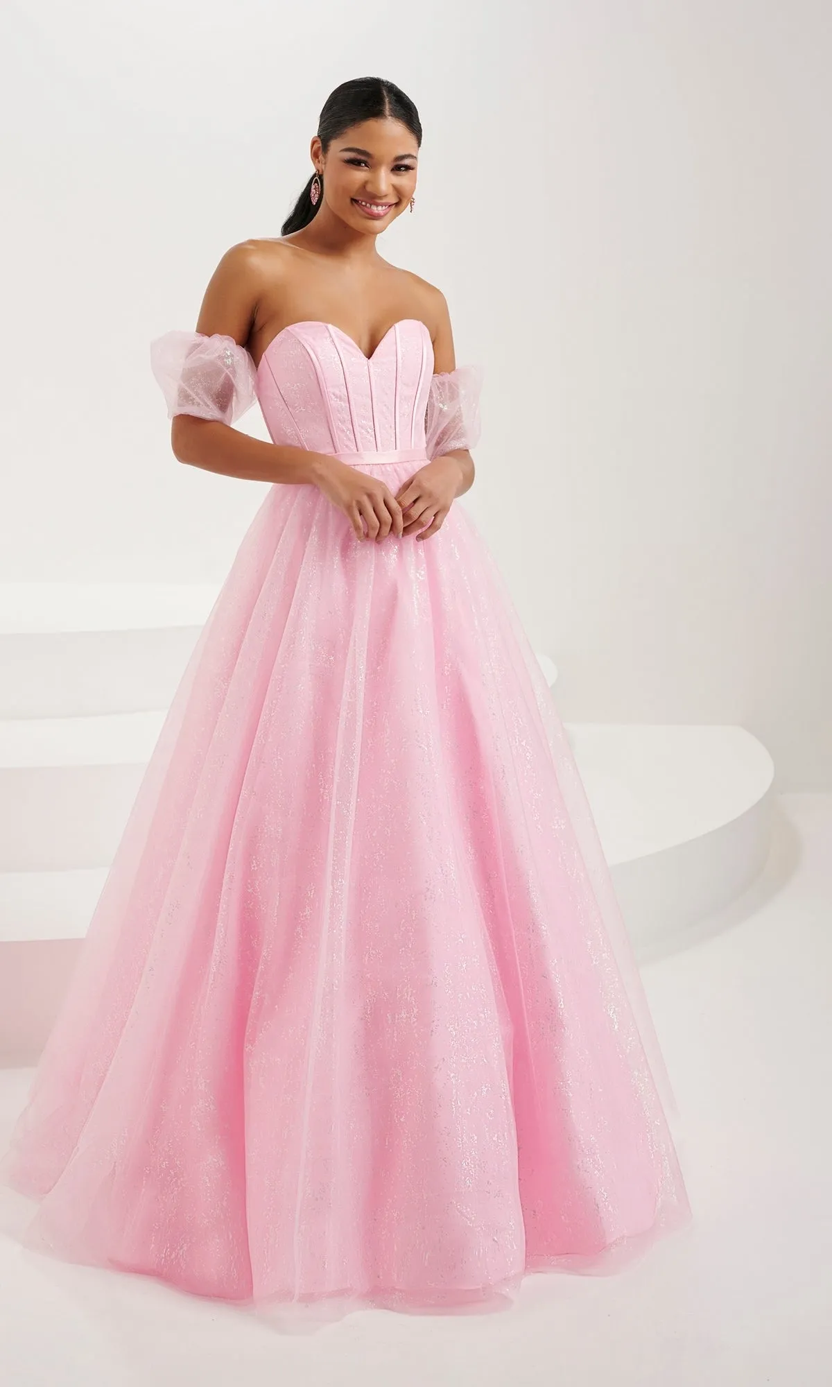 Tiffany Strapless Glitter Pastel Prom Dress 16083 sold by PromGirl