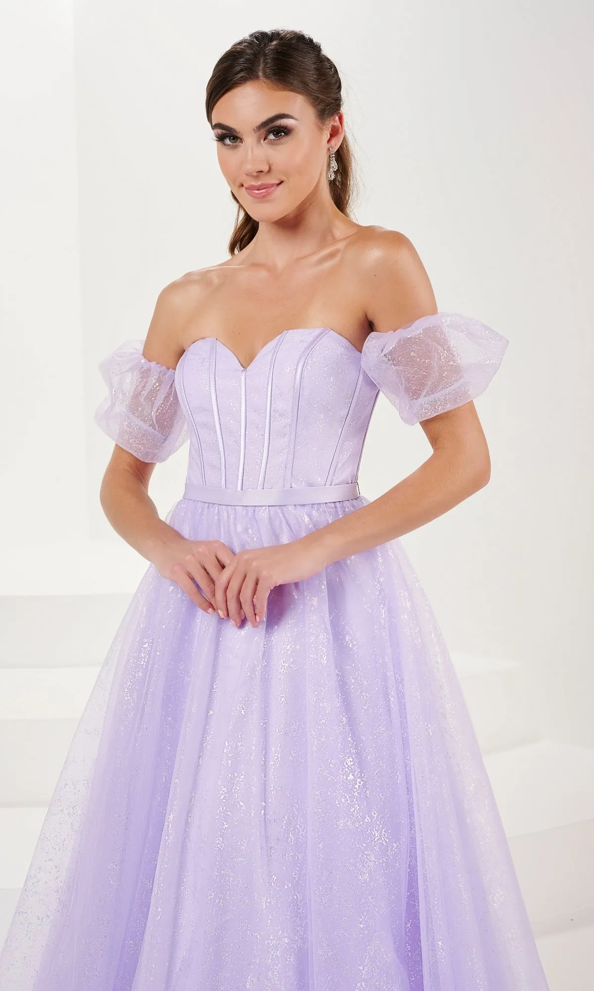 Tiffany Strapless Glitter Pastel Prom Dress 16083 sold by PromGirl product image thumbnail 3