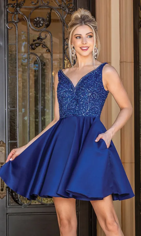 Sleeveless Short Formal Prom Dress with Pockets sold by PromGirl
