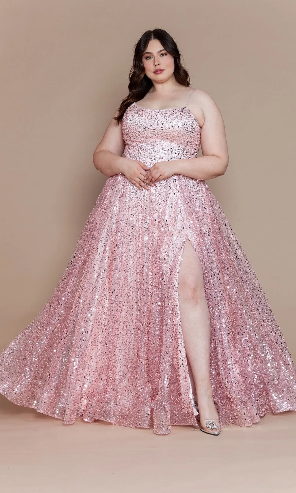 Corset-Back Plus-Size Long Sequin Prom Dress W1142 sold by PromGirl product image thumbnail 3