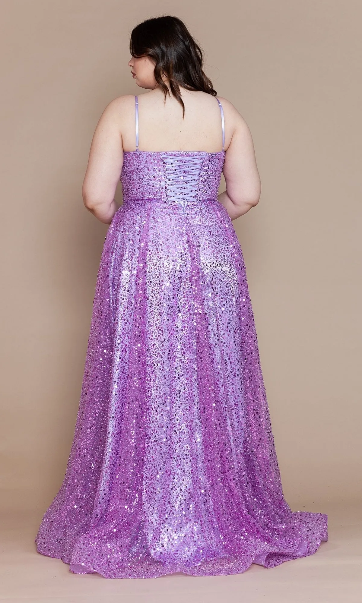Corset-Back Plus-Size Long Sequin Prom Dress W1142 sold by PromGirl product image thumbnail 5