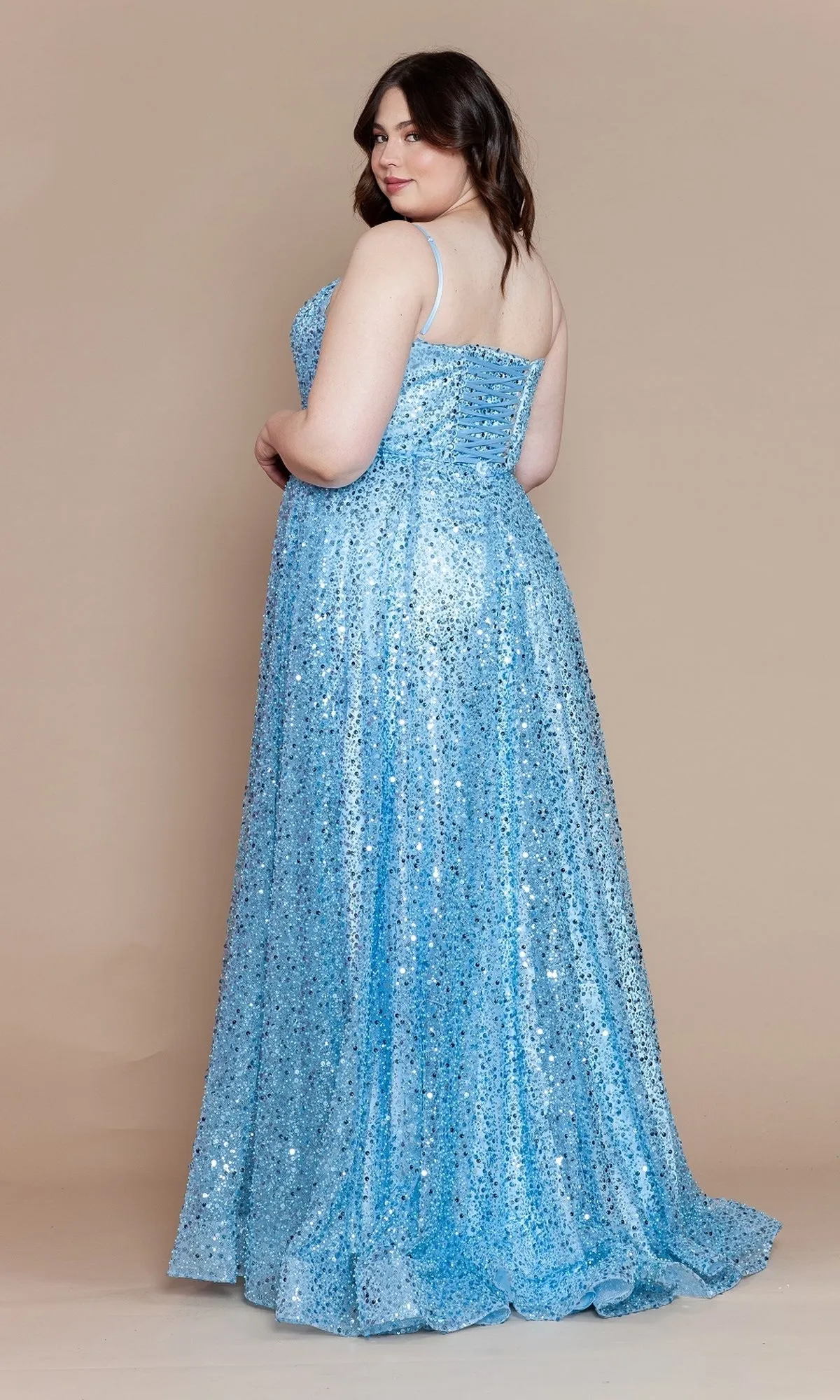 Corset-Back Plus-Size Long Sequin Prom Dress W1142 sold by PromGirl product image thumbnail 2