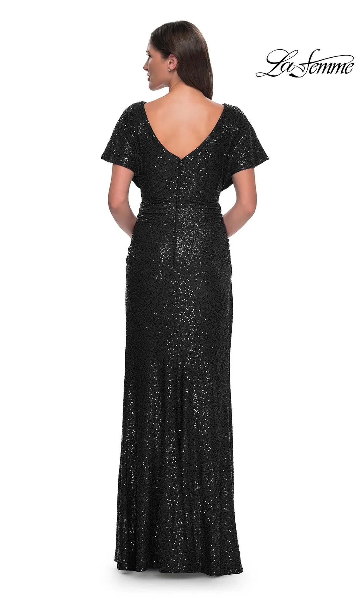 La Femme Short-Sleeve Sequin Formal Dress 30885 sold by PromGirl product image thumbnail 2