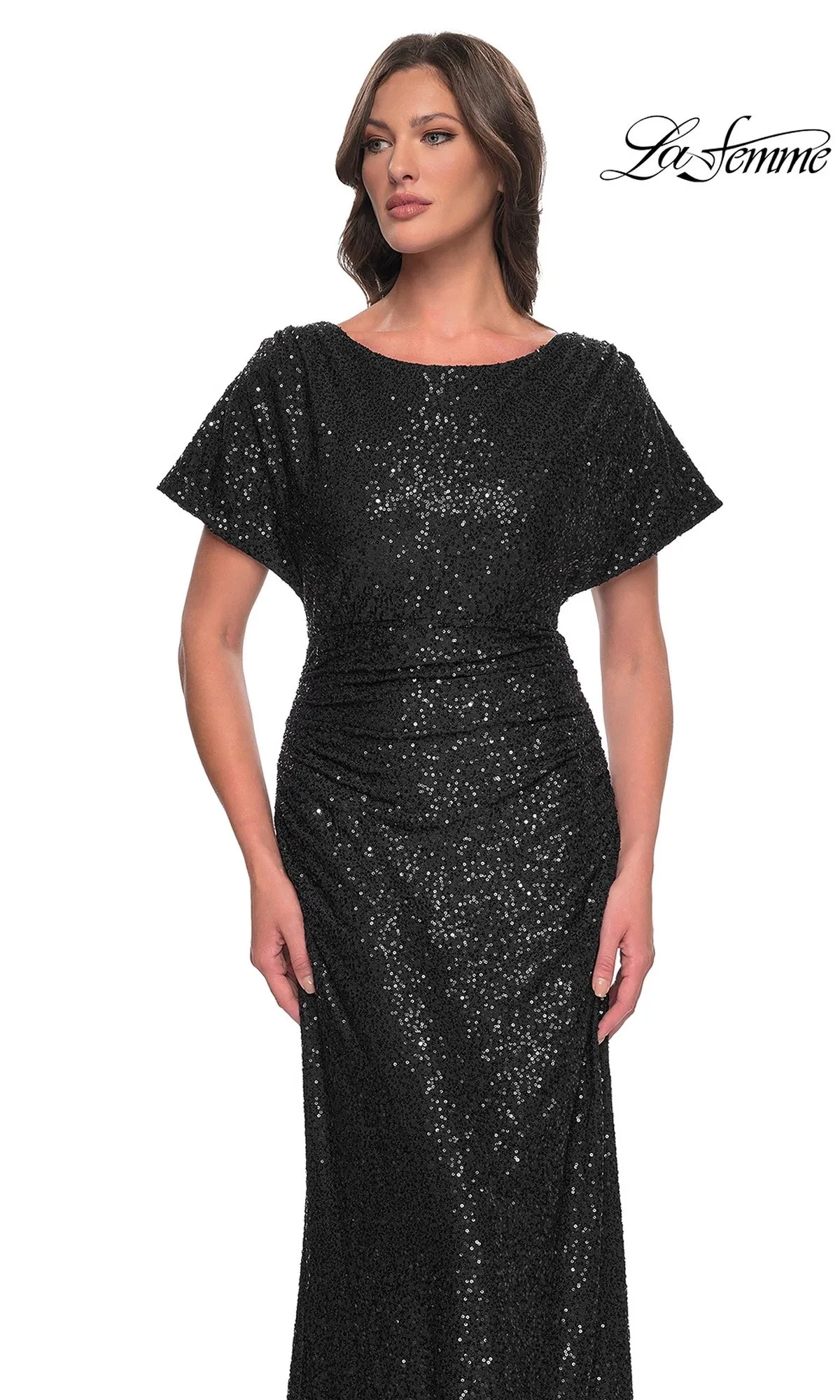 La Femme Short-Sleeve Sequin Formal Dress 30885 sold by PromGirl product image thumbnail 3