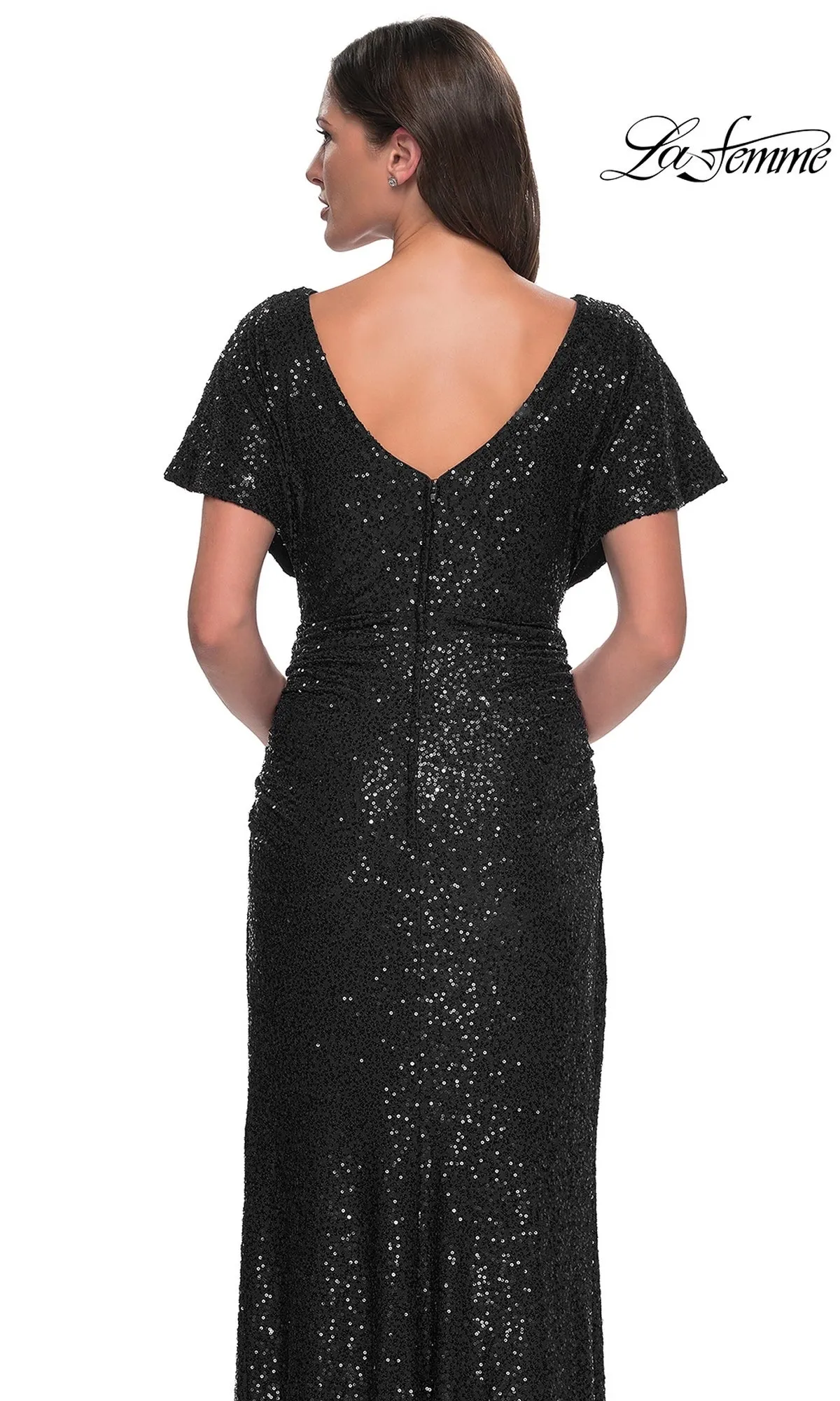 La Femme Short-Sleeve Sequin Formal Dress 30885 sold by PromGirl product image thumbnail 4