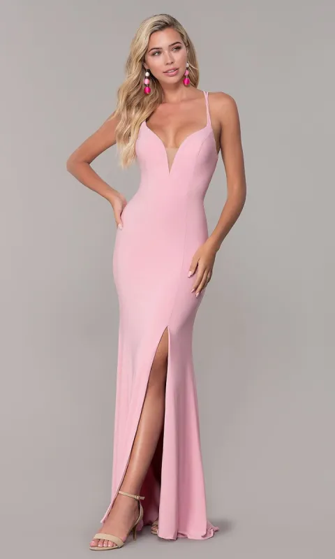 Open-Back Long V-Neck Prom Dress by Dave and Johnny sold by PromGirl