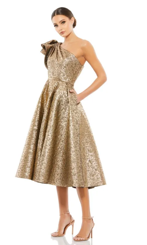 Metallic Short Wedding-Guest Dress: Mac Duggal 67906 sold by PromGirl