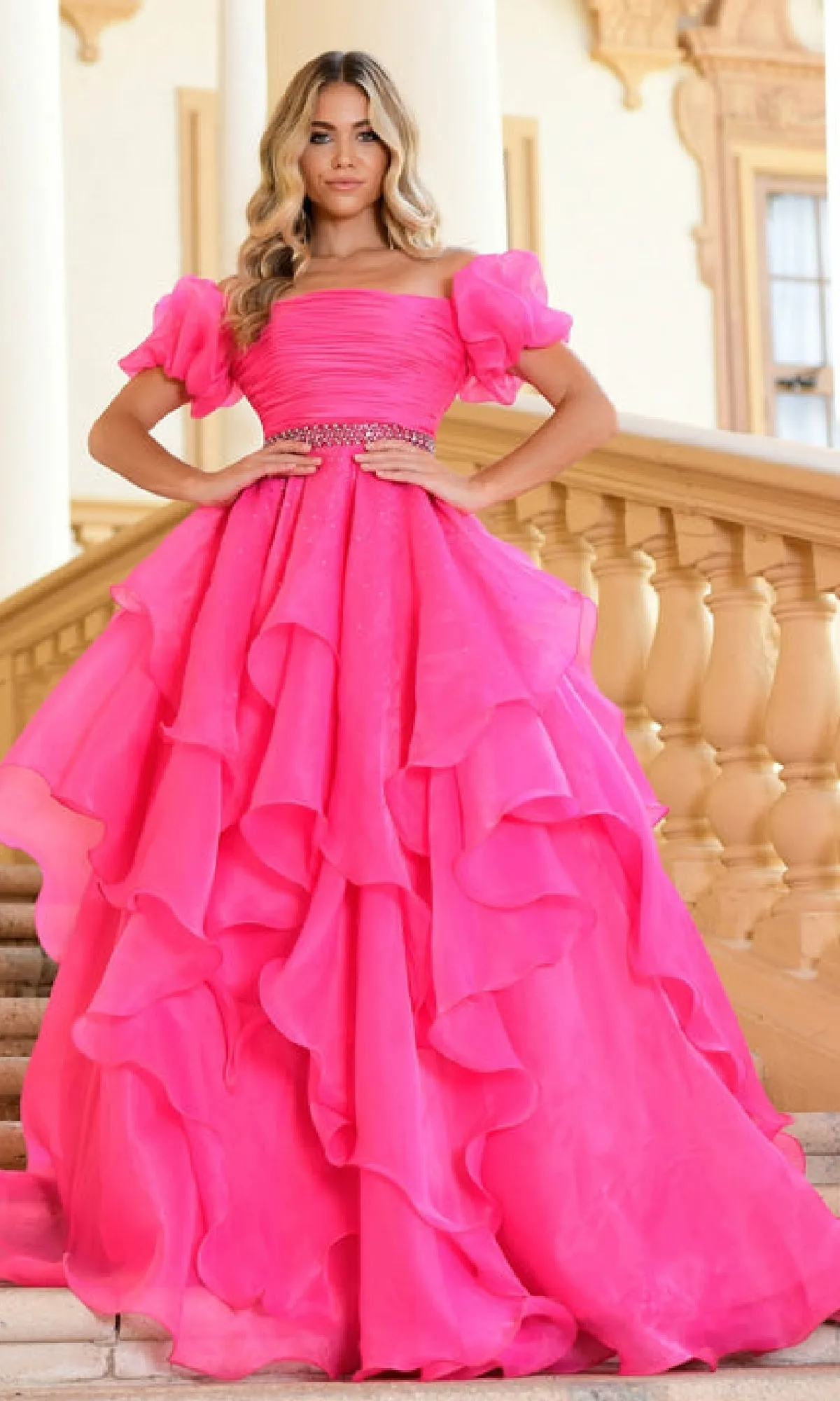 Puff-Sleeve Long Prom Ball Gown: Ava Presley 28571 sold by PromGirl product image thumbnail 3