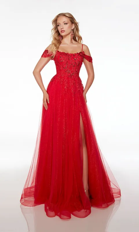 Alyce Embroidered Glitter Tulle Prom Dress 61480 sold by PromGirl
