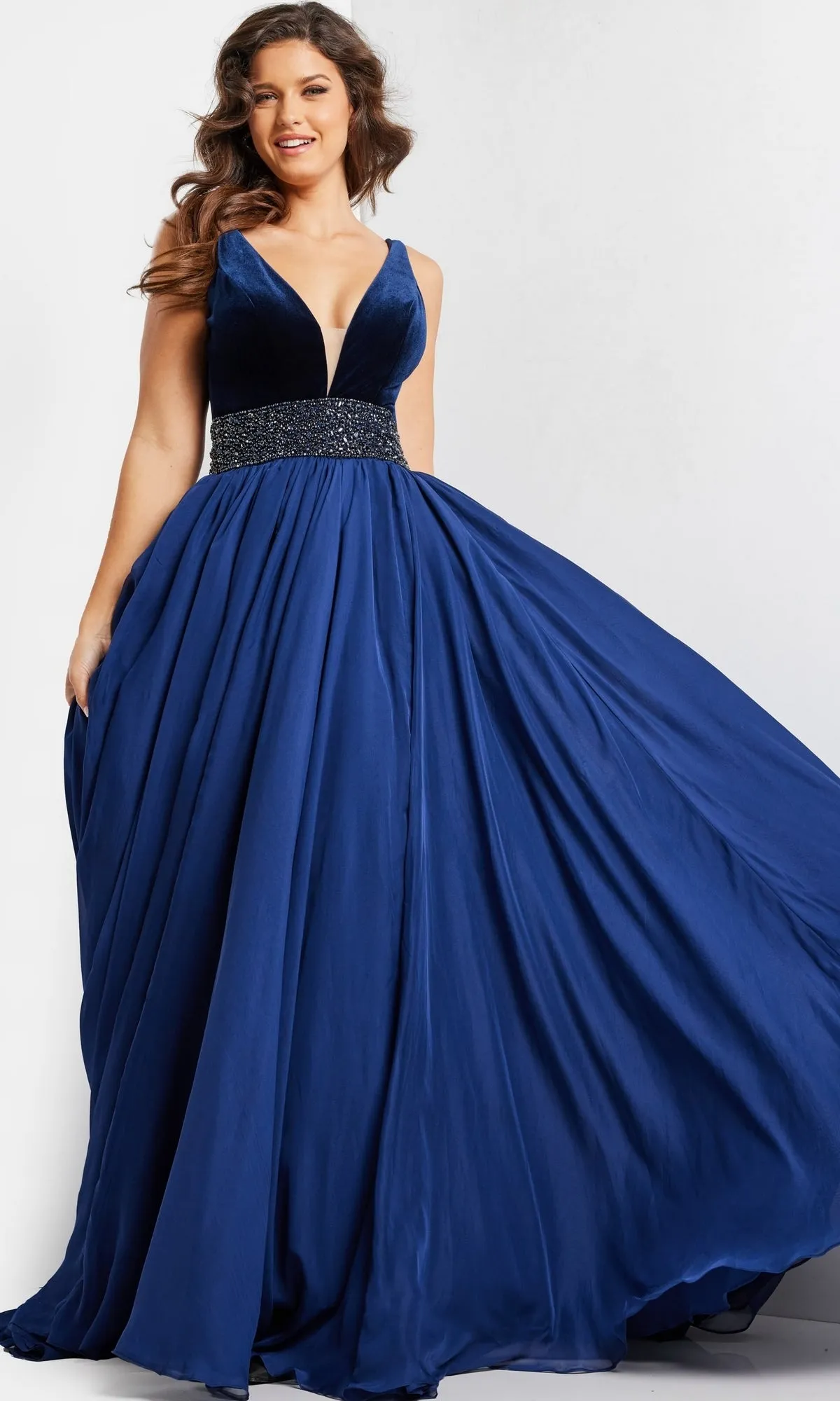 Jovani Belted Long Chiffon Prom Ball Gown 26201 sold by PromGirl