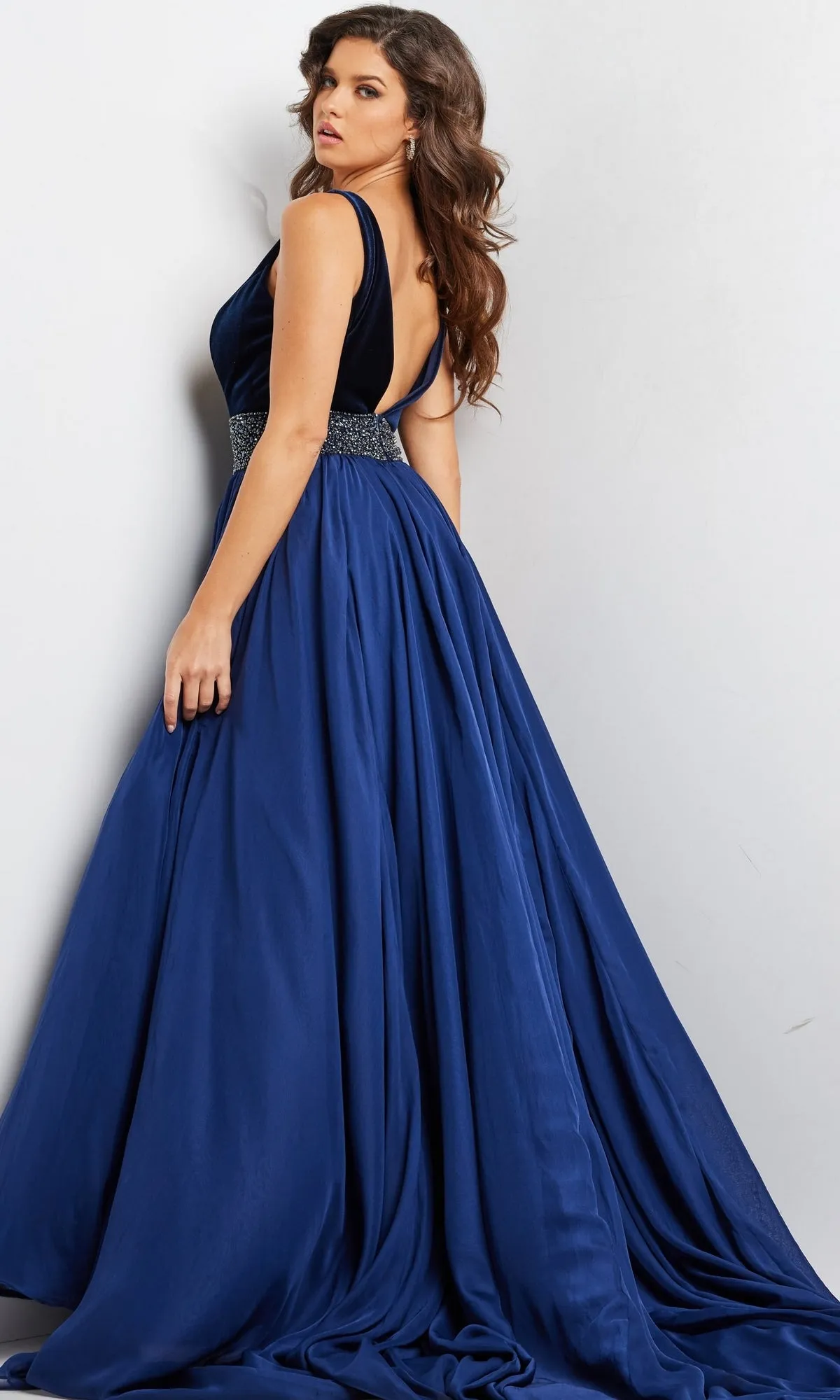 Jovani Belted Long Chiffon Prom Ball Gown 26201 sold by PromGirl product image thumbnail 2