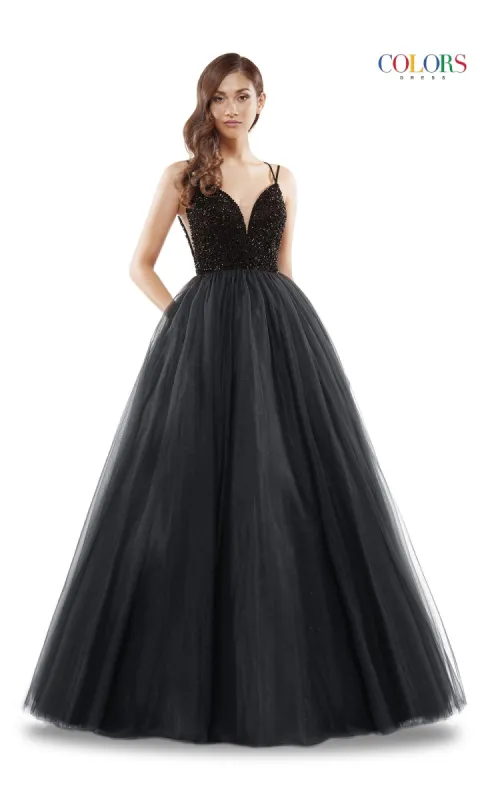 Beaded-Bodice Long Poofy Prom Ball Gown 2382 sold by PromGirl