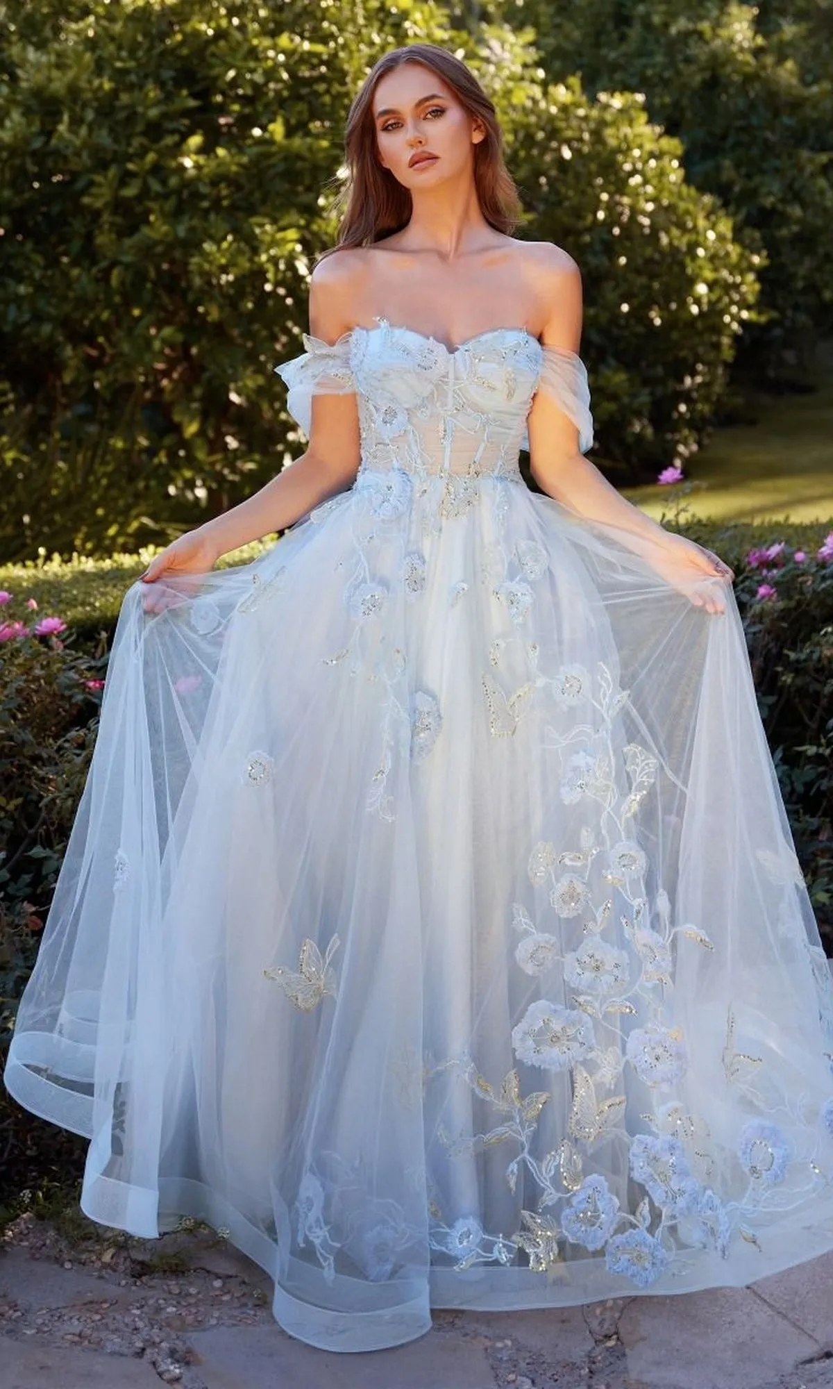 Long Blue Prom Ball Gown: Andrea and Leo A1246 sold by PromGirl