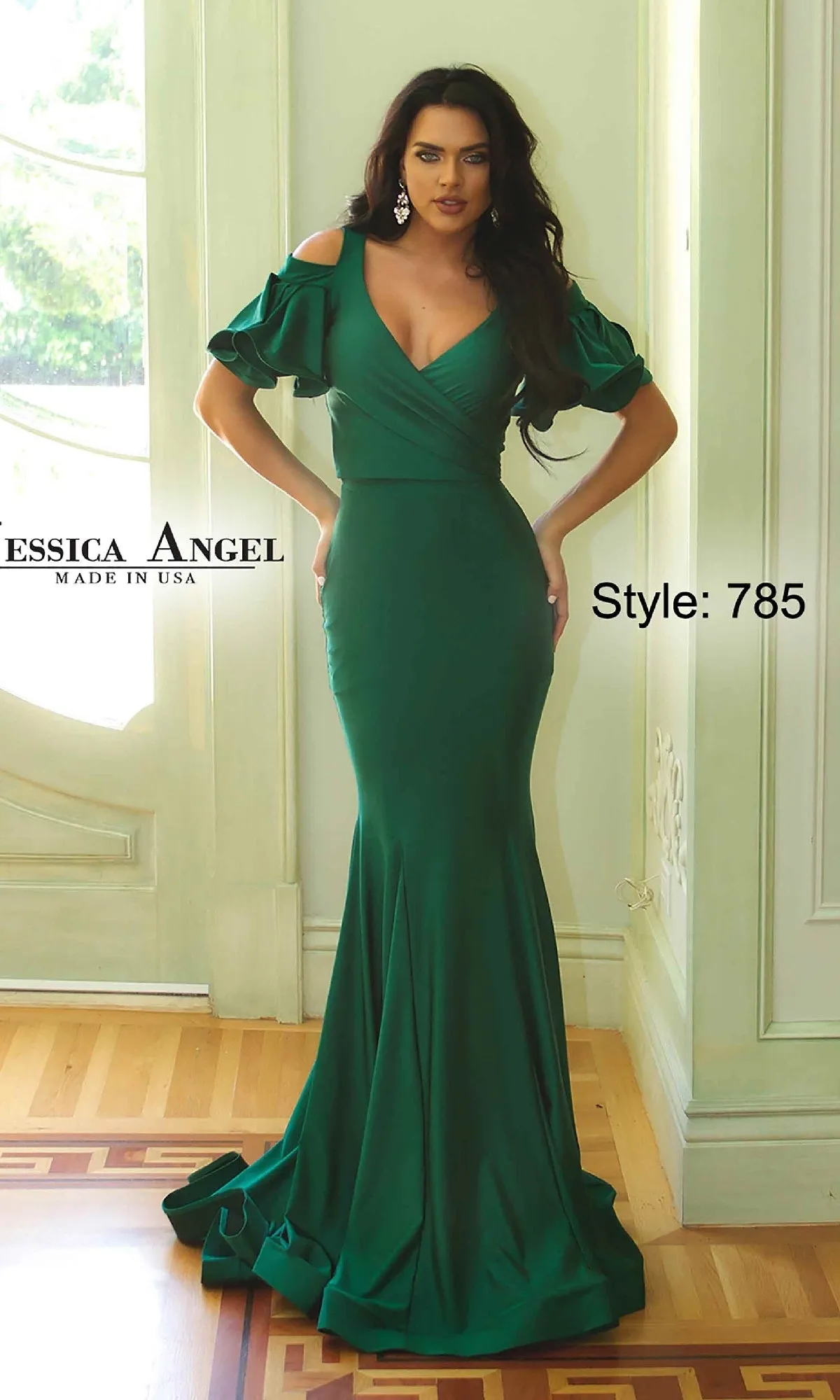 Cold-Shoulder Long Prom Dress: Jessica Angel 785 sold by PromGirl