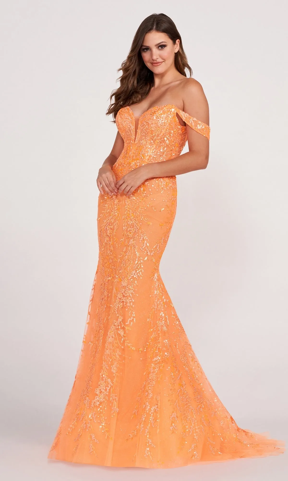 Lace-Embroidered Off-Shoulder Long Mermaid Gown sold by PromGirl product image thumbnail 4