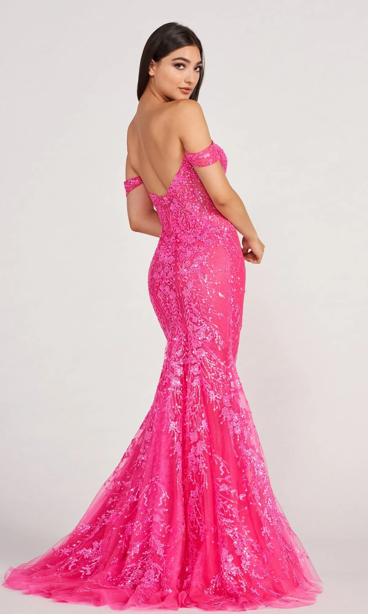 Lace-Embroidered Off-Shoulder Long Mermaid Gown sold by PromGirl product image thumbnail 2