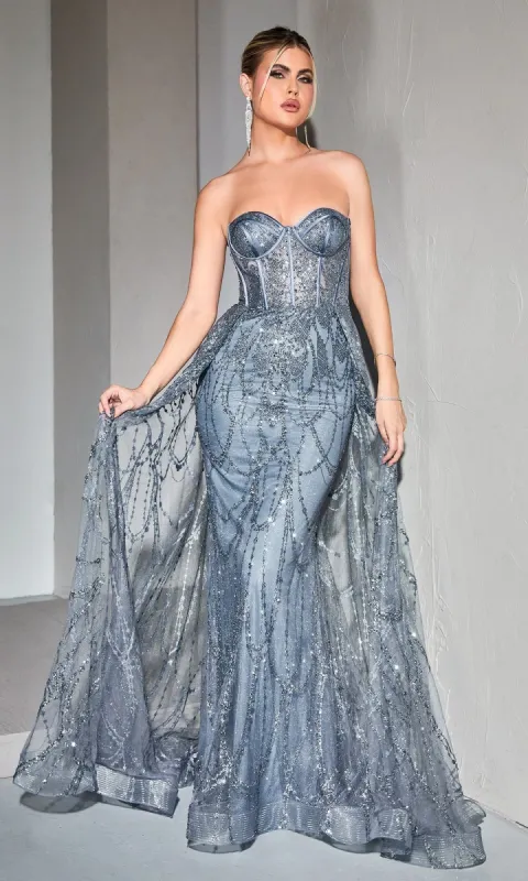 Strapless Mermaid Prom Dress with Overskirt CB095 sold by PromGirl