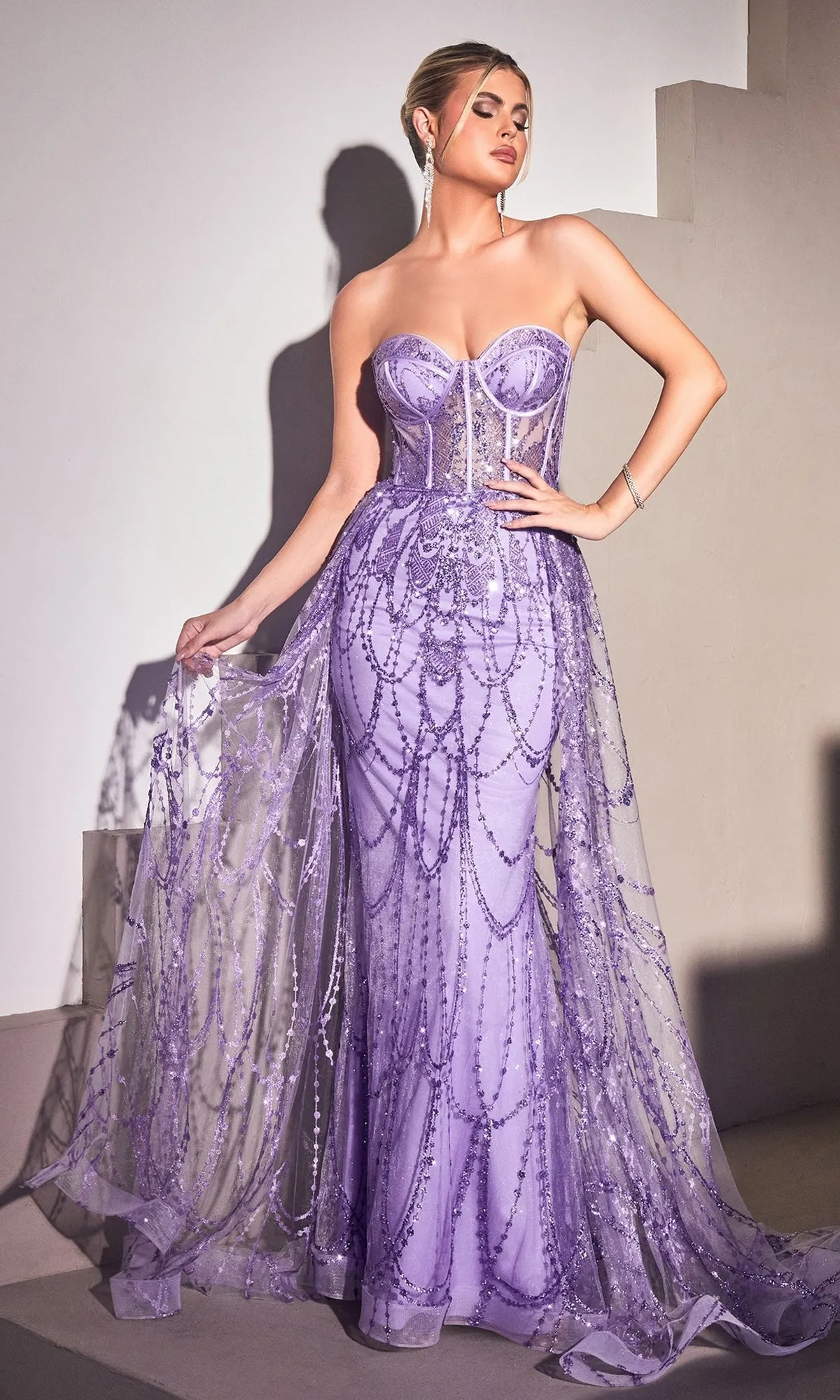 Strapless Mermaid Prom Dress with Overskirt CB095 sold by PromGirl product image thumbnail 5
