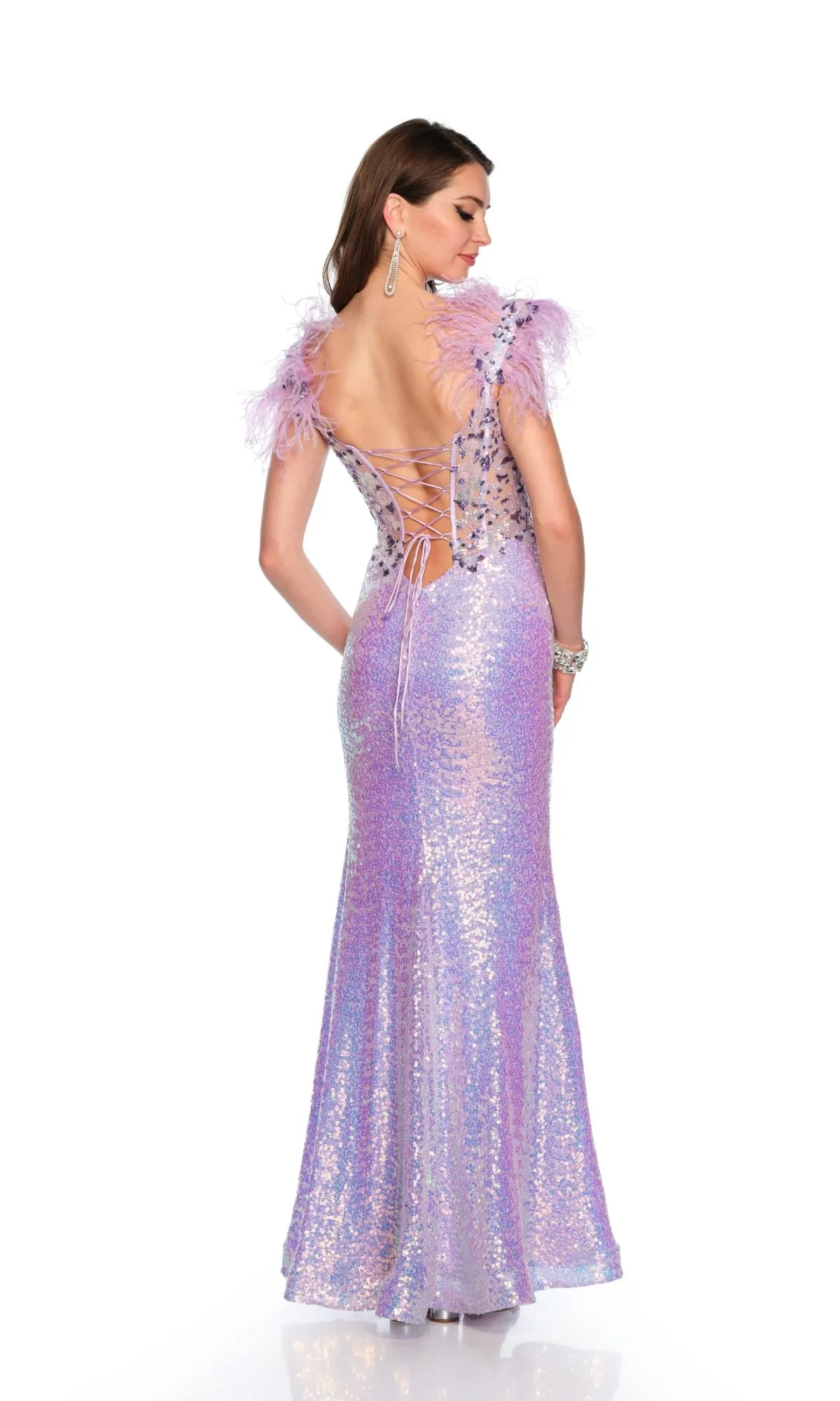 Dave and Johnny Long Lilac Sequin Prom Dress 11175 sold by PromGirl product image thumbnail 2