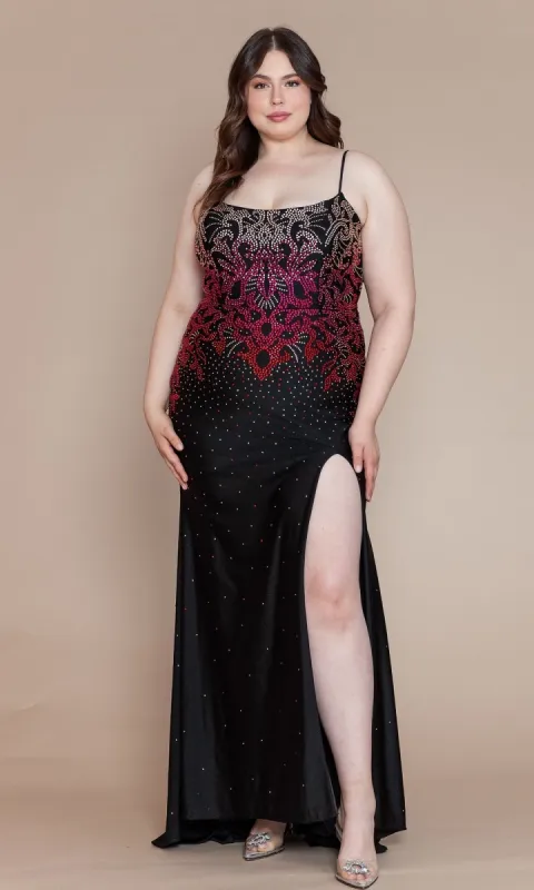Ombre-Beaded Plus-Side Long Prom Dress W1138 sold by PromGirl