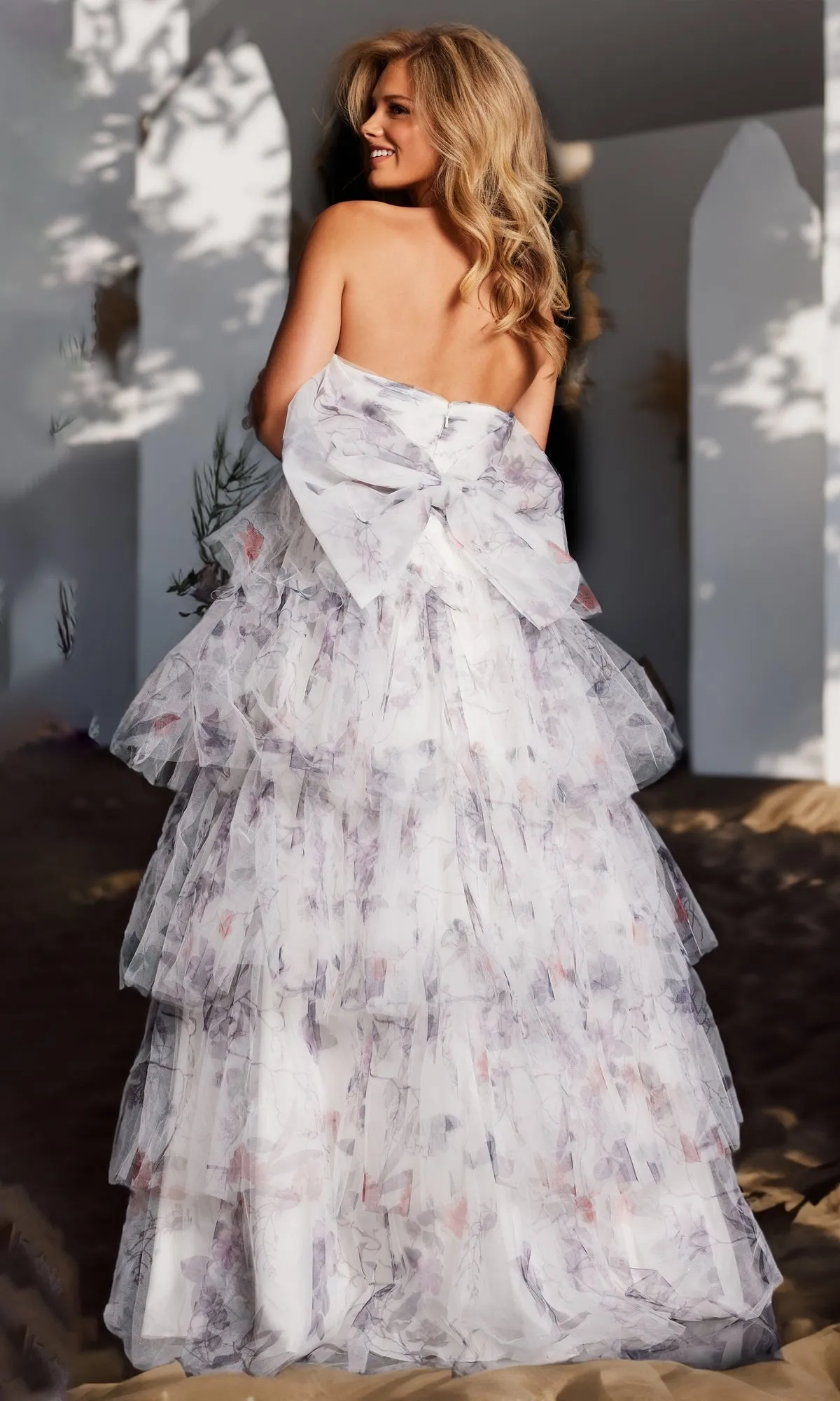 JVN by Jovani Ivory Print Ball Gown JVN38608 sold by PromGirl product image thumbnail 2