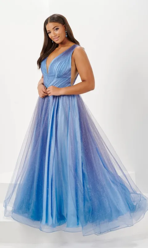 Tiffany Plus-Size Glitter Tulle Prom Dress 16134 sold by PromGirl