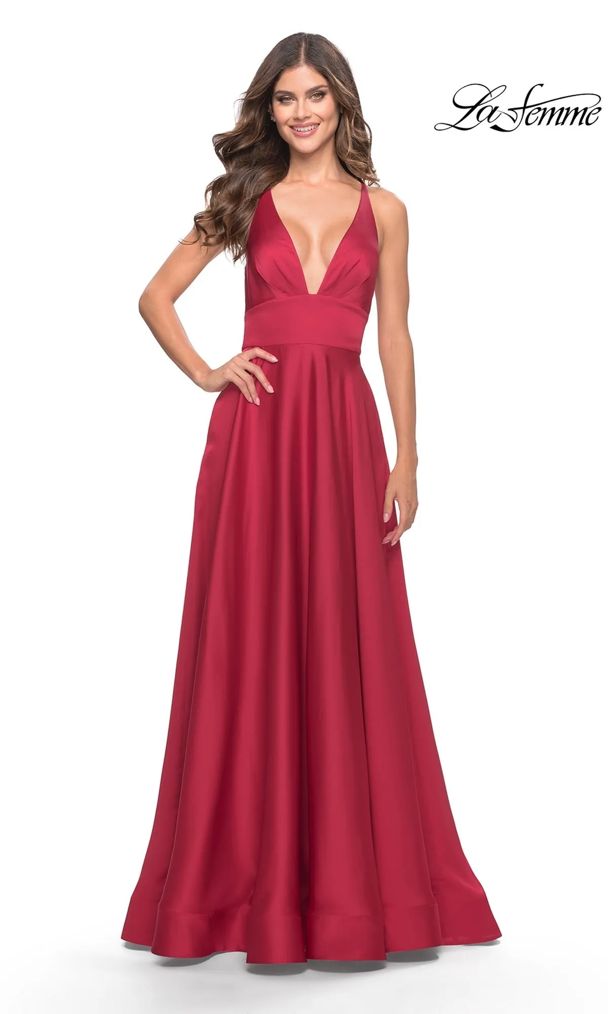 Deep V-Neck Long A-Line Prom Dress: La Femme 31533 sold by PromGirl product image thumbnail 5
