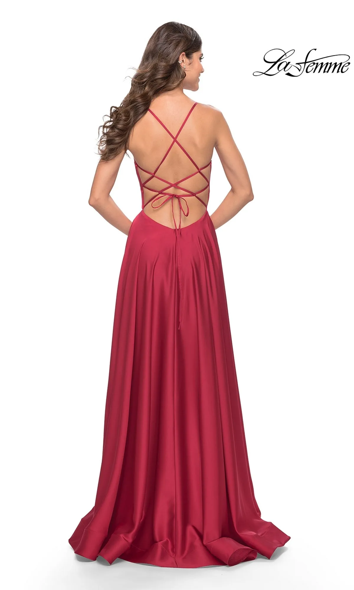 Deep V-Neck Long A-Line Prom Dress: La Femme 31533 sold by PromGirl product image thumbnail 2