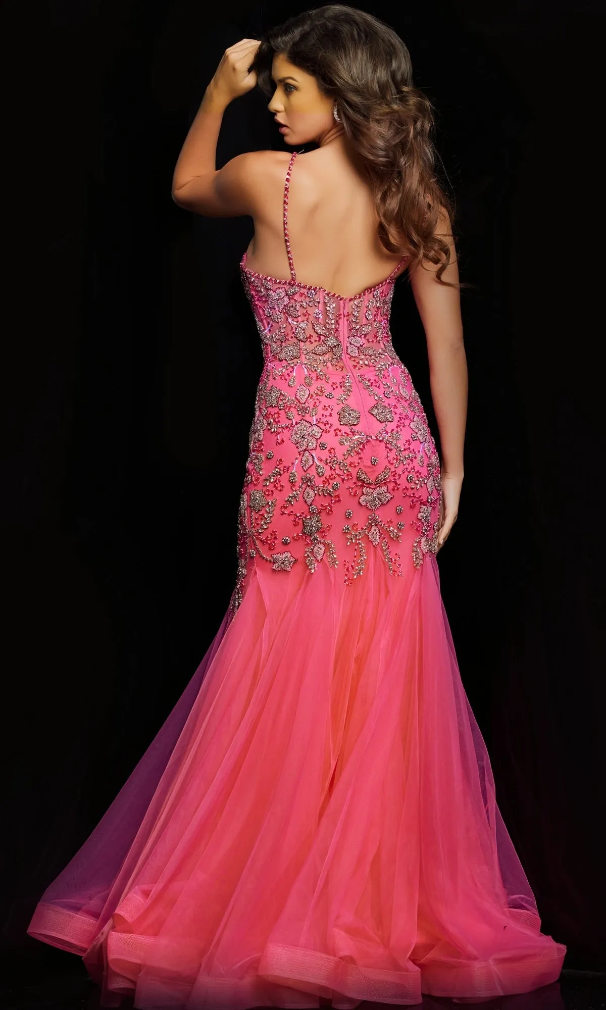 Jovani Beaded Sheer-Bodice Long Prom Dress 23125 sold by PromGirl product image thumbnail 2