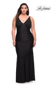 Empire-Waist Long La Femme Plus-Size Prom Dress sold by PromGirl