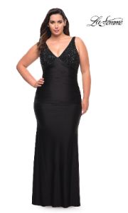 Empire-Waist Long La Femme Plus-Size Prom Dress sold by PromGirl