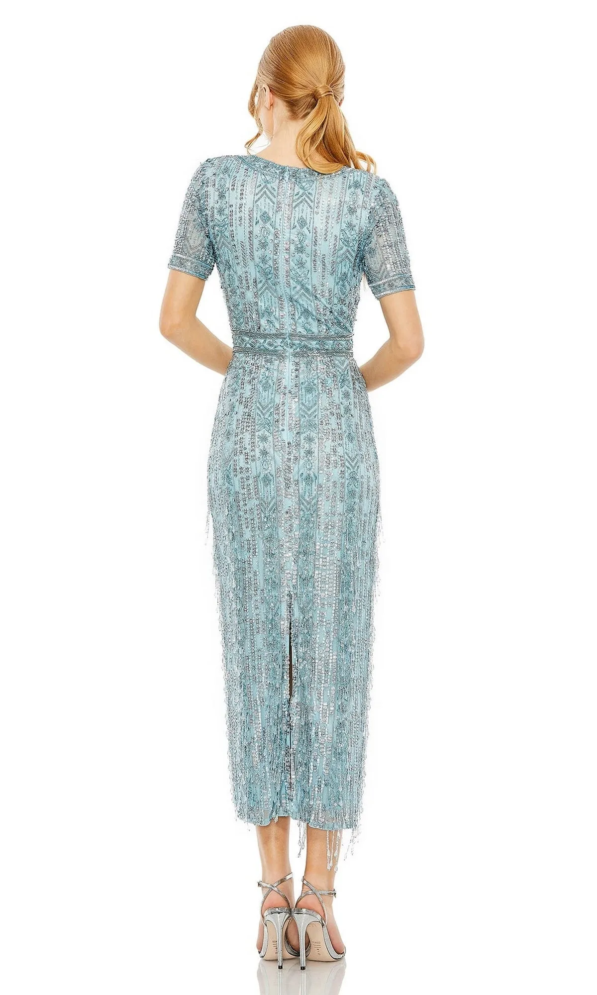 Midi Fringe Wedding-Guest Dress: Mac Duggal 5980 sold by PromGirl product image thumbnail 2