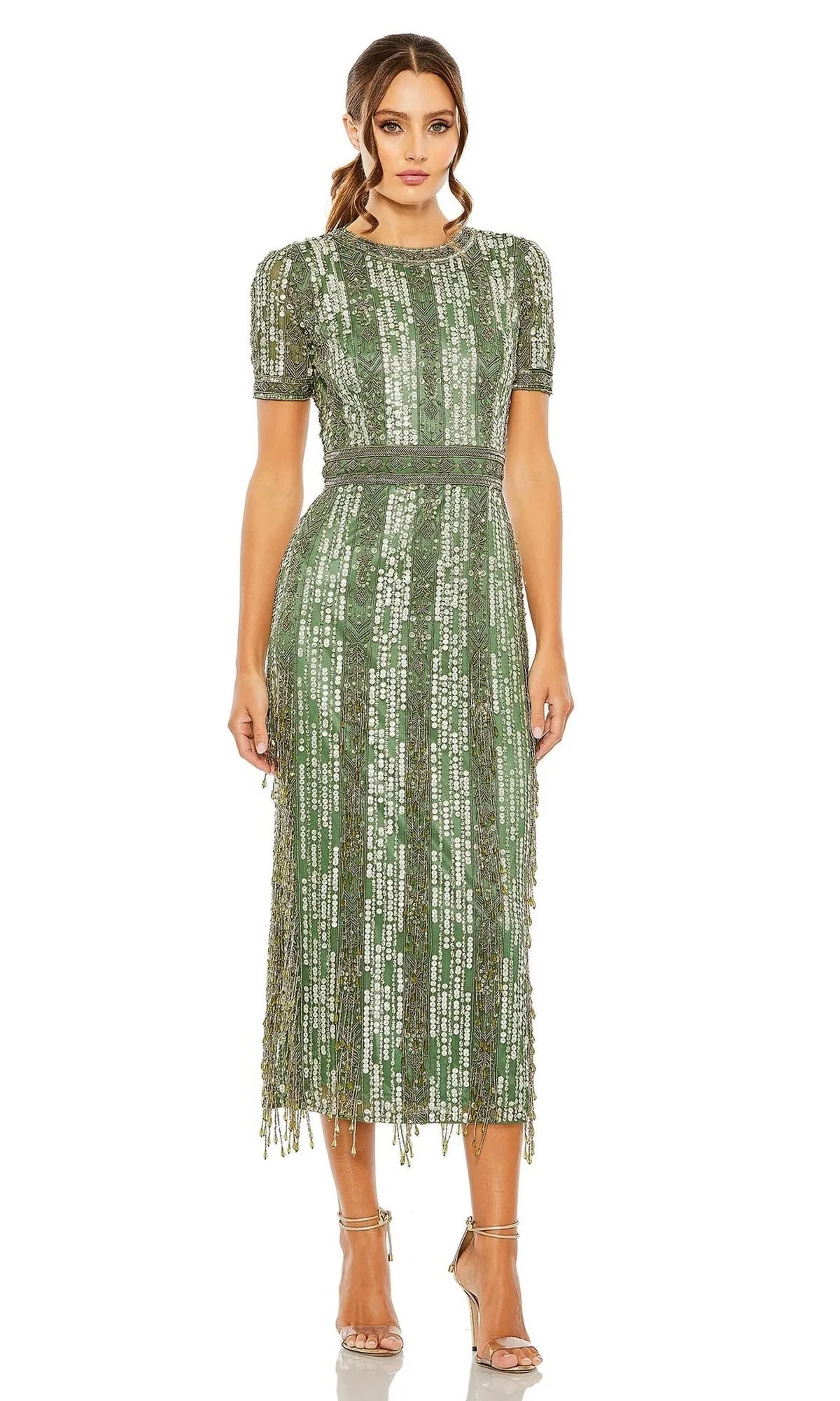 Midi Fringe Wedding-Guest Dress: Mac Duggal 5980 sold by PromGirl product image thumbnail 3