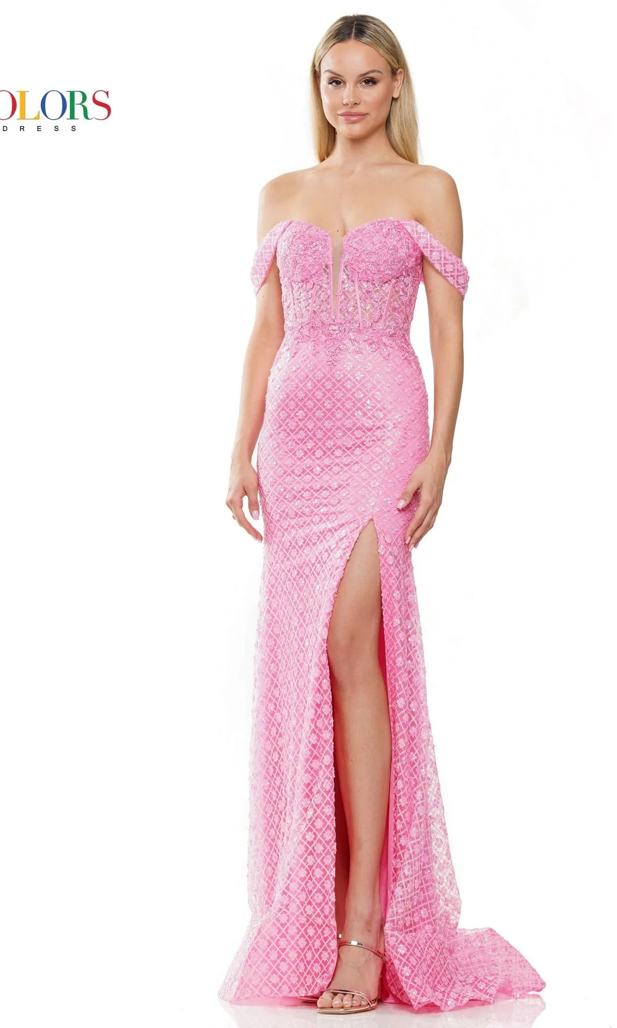 Off-the-Shoulder Long Glitter Prom Dress 3105 sold by PromGirl product image thumbnail 4