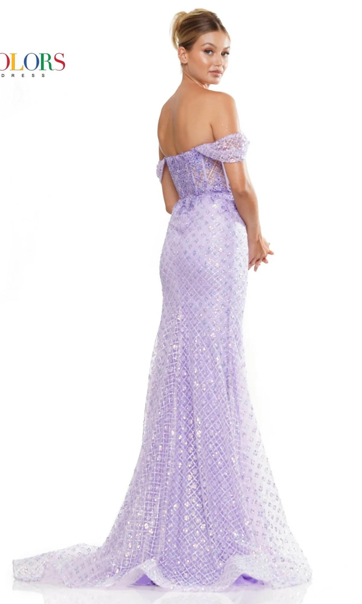 Off-the-Shoulder Long Glitter Prom Dress 3105 sold by PromGirl product image thumbnail 2