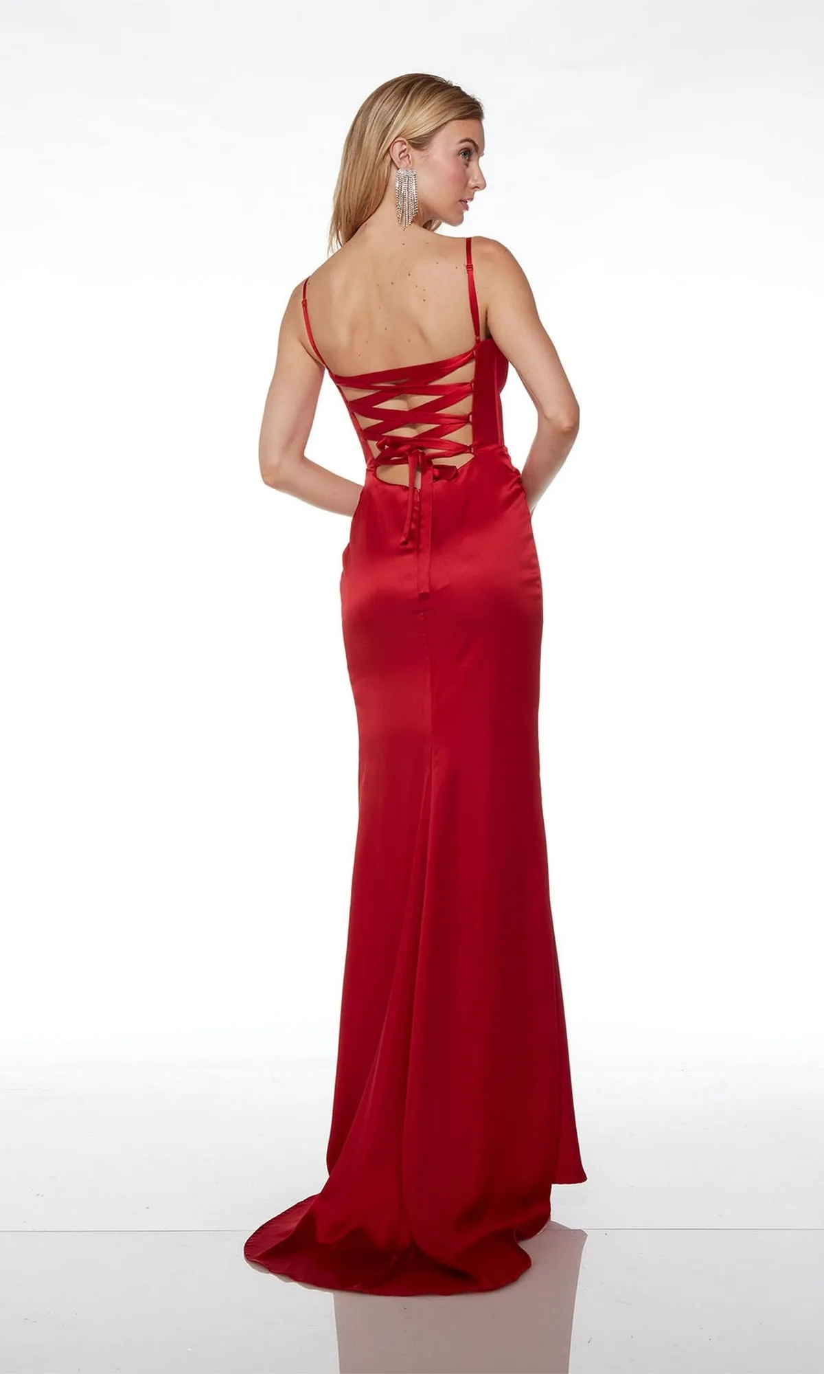 Alyce Lace-Up Long Satin Prom Dress 61485 sold by PromGirl product image thumbnail 2