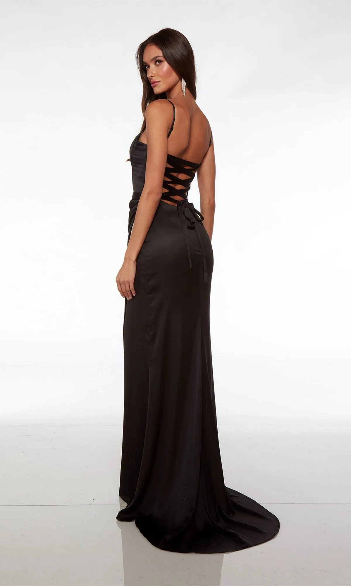 Alyce Lace-Up Long Satin Prom Dress 61485 sold by PromGirl product image thumbnail 4