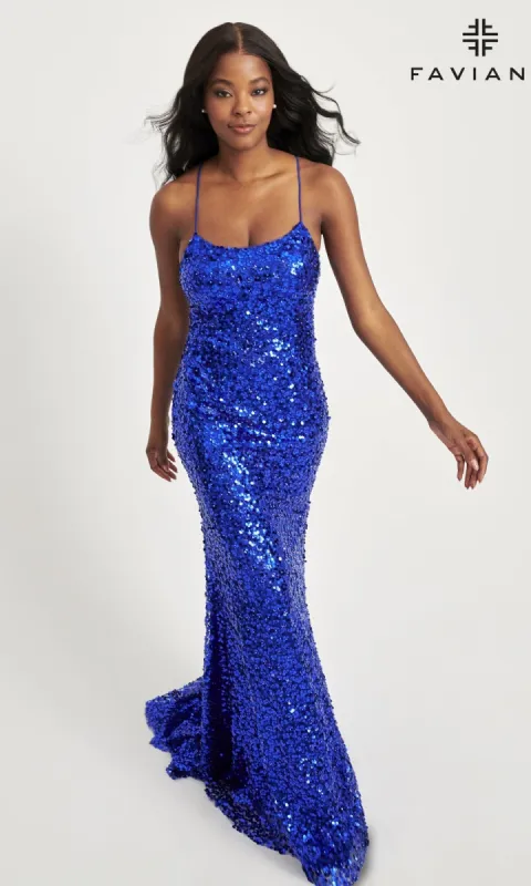 Faviana Empire-Waist Long Sequin Prom Dress 11033 sold by PromGirl