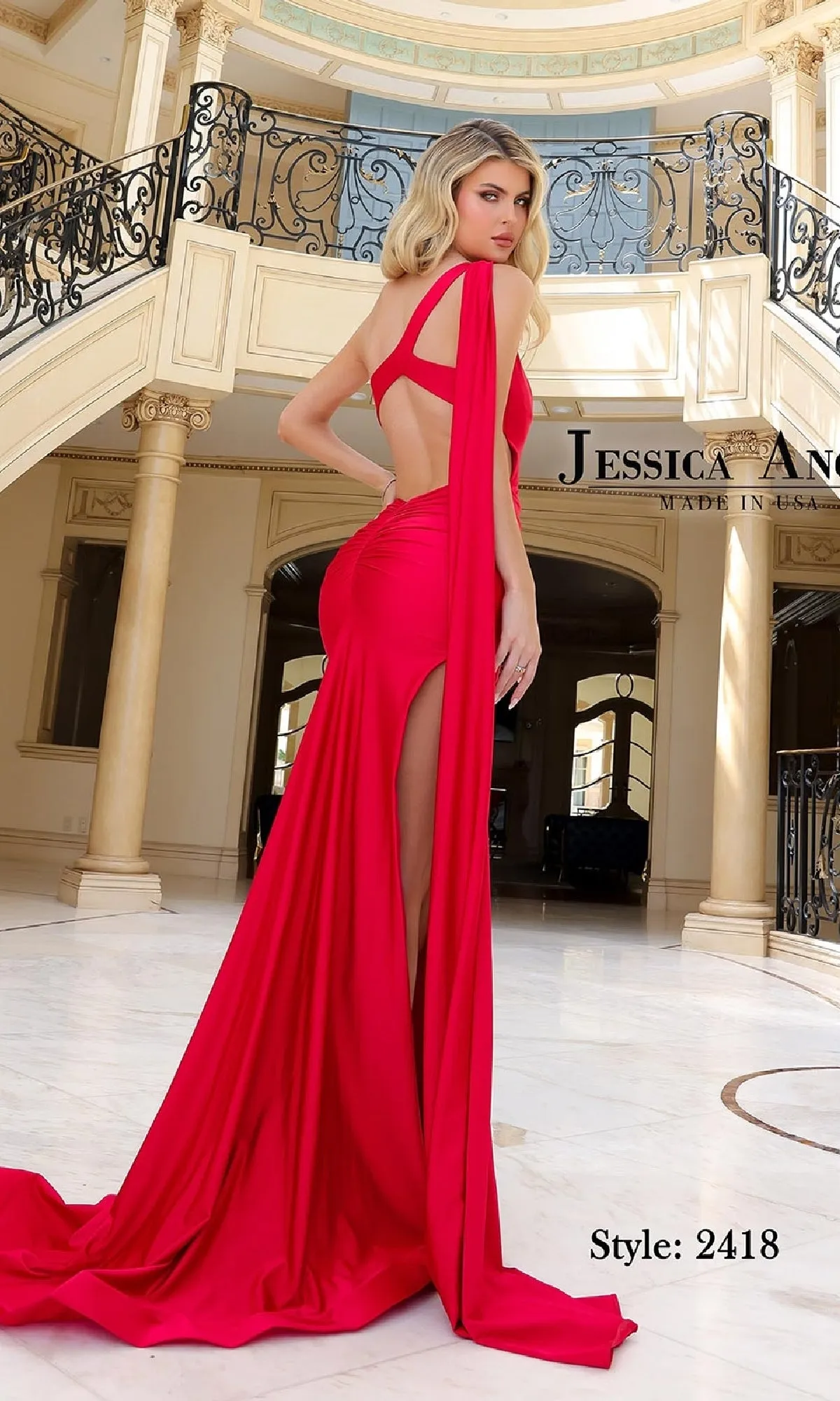 Shoulder-Drape Long Prom Dress: Jessica Angel 2418 sold by PromGirl product image thumbnail 2