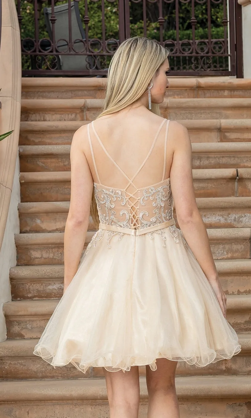 Lace-Up-Back Short Babydoll Homecoming Dress 3315 sold by PromGirl product image thumbnail 2