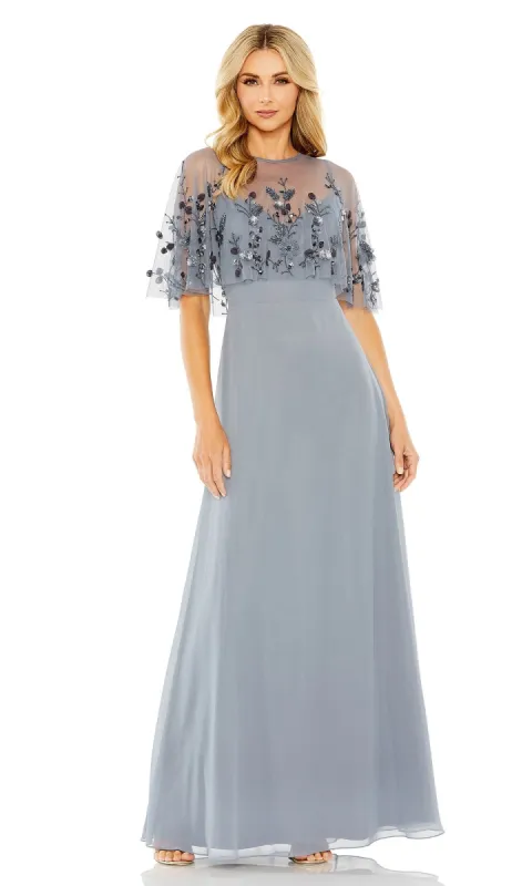 Short-Sleeve Long Prom Dress: Mac Duggal 9229 sold by PromGirl