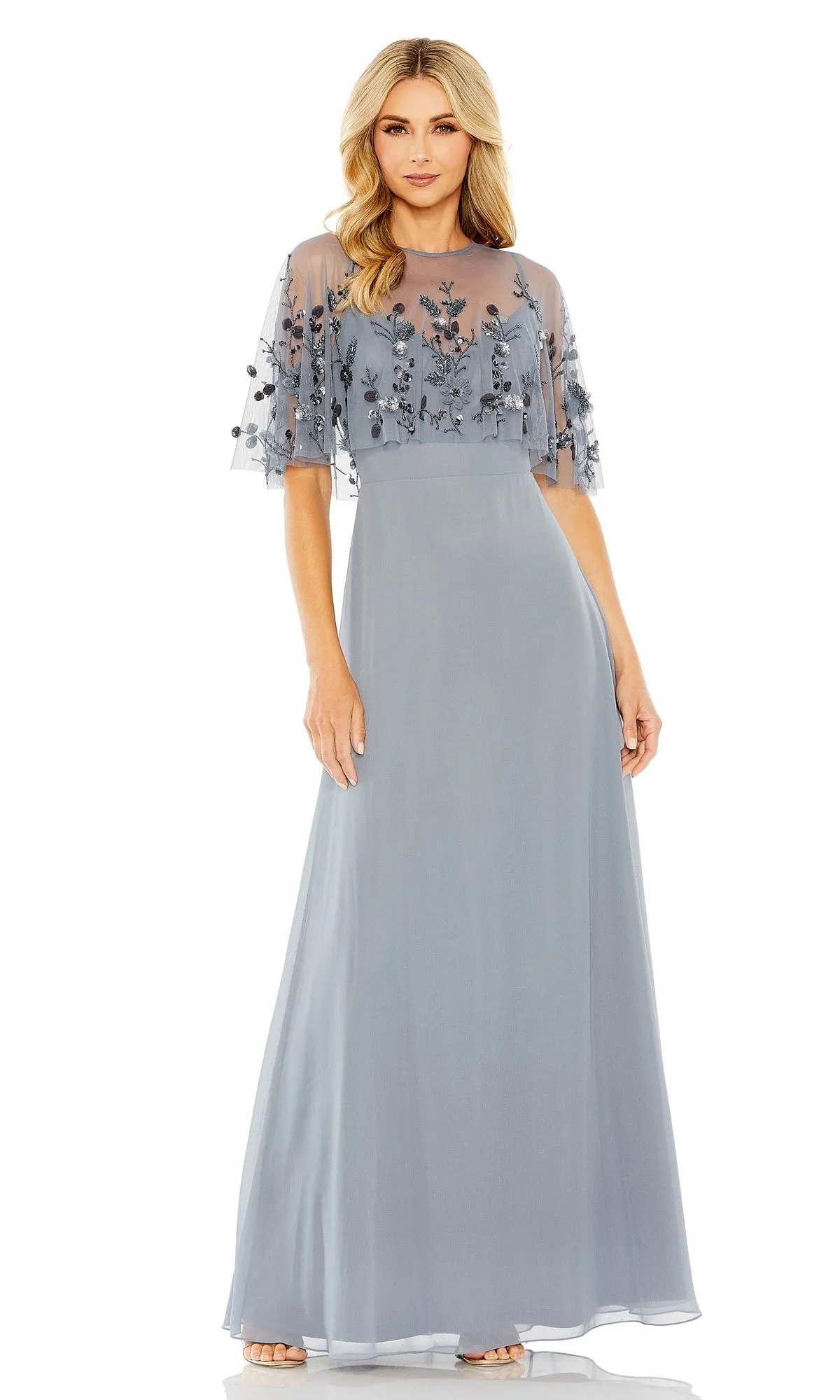 Short-Sleeve Long Prom Dress: Mac Duggal 9229 sold by PromGirl